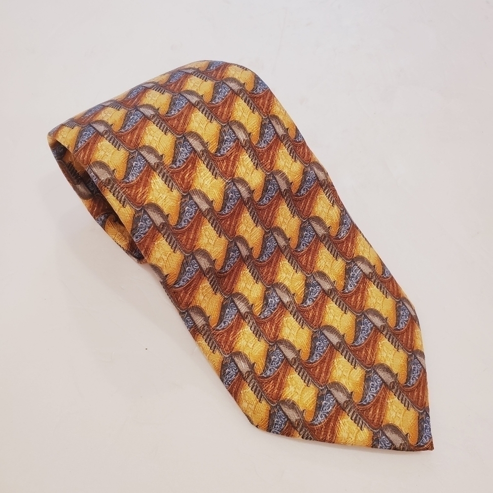 Ermenegildo Zegna Gold Blue Silk Tie